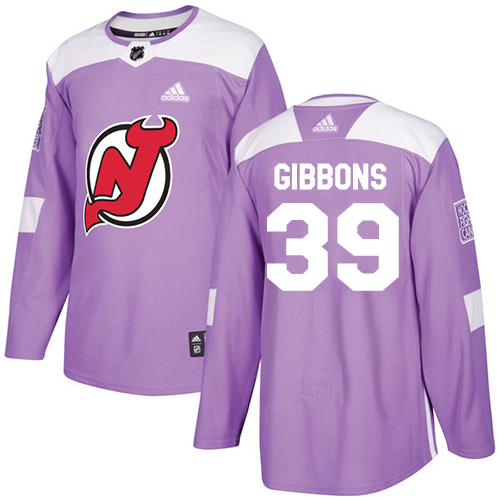 Adidas Devils #39 Brian Gibbons Purple Authentic Fights Cancer Stitched Youth NHL Jersey